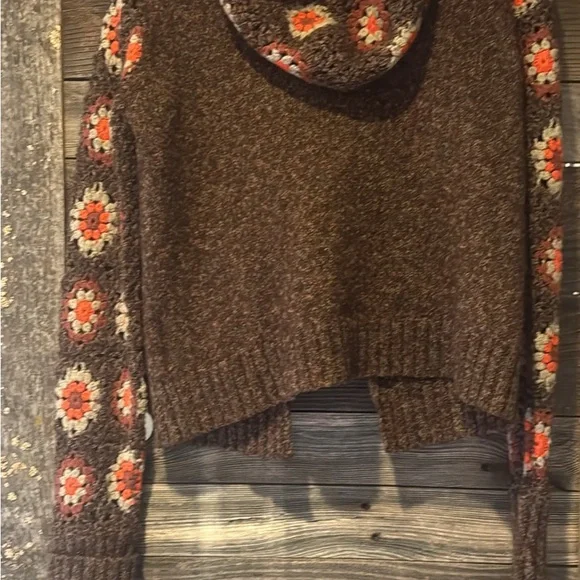 Anthropologie/Oilily Floral Embroidered Brown Sweater - Picture 4 of 6
